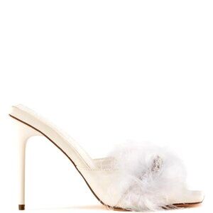 Callie Summer Bling Bride: White Feathered & Flirty Stiletto Heel 7 8 9 10